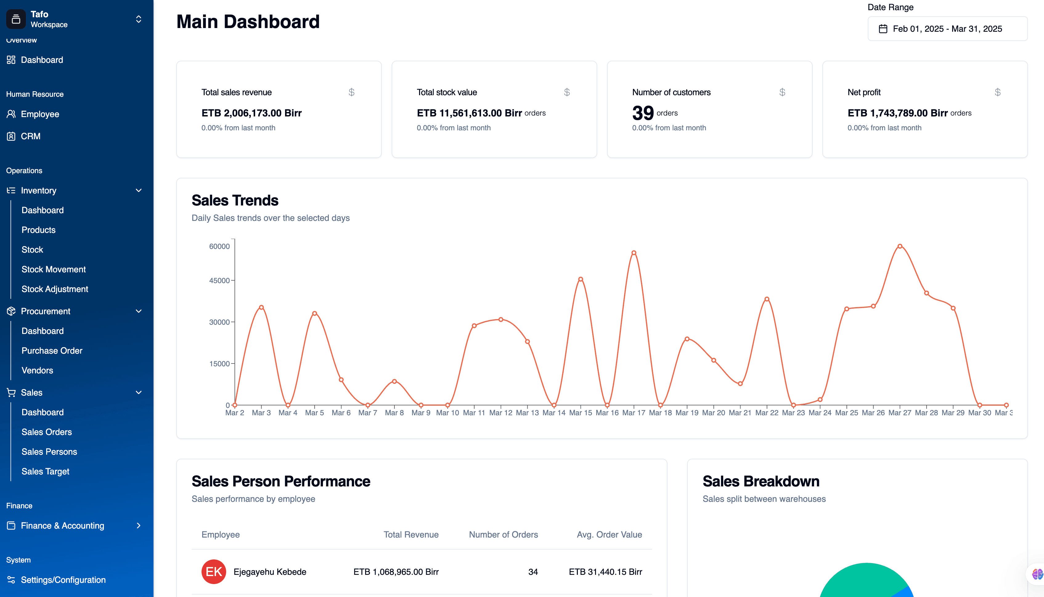StellarERP Dashboard